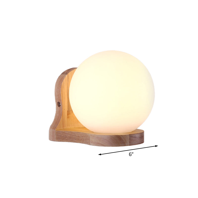 Sphere Sconce Lighting: Elegant Balcony Study Room Milk Glass Wall Lamp