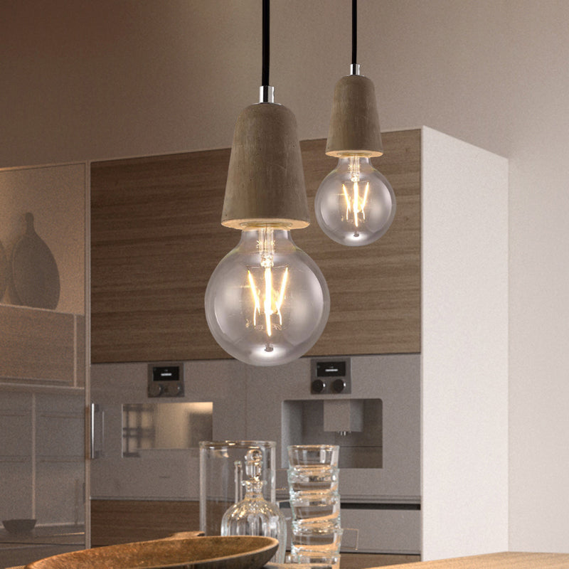 Cement Pendant Lamp - Open Bulb, Minimalist Style, 1-Light, Ideal for Cafes and Restaurants