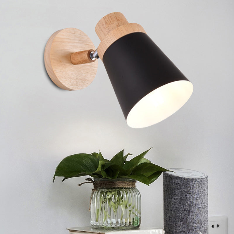 Nordic Style Rotatable Wall Lamp For Baby Room With Coolie Shade And Metal Base