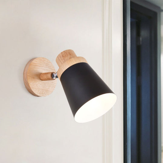 Nordic Style Rotatable Wall Lamp For Baby Room With Coolie Shade And Metal Base