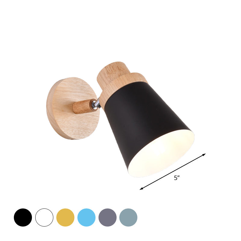 Nordic Style Rotatable Wall Lamp For Baby Room With Coolie Shade And Metal Base