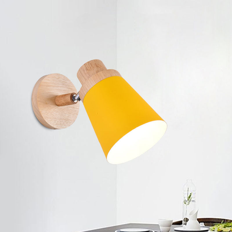 Nordic Style Rotatable Wall Lamp For Baby Room With Coolie Shade And Metal Base