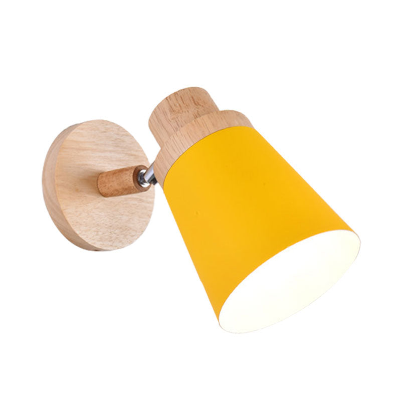 Nordic Style Rotatable Wall Lamp For Baby Room With Coolie Shade And Metal Base