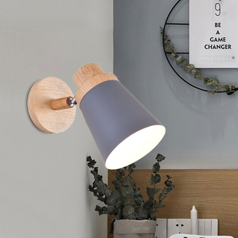 Nordic Style Rotatable Wall Lamp For Baby Room With Coolie Shade And Metal Base