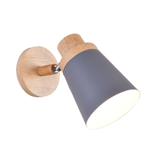 Nordic Style Rotatable Wall Lamp For Baby Room With Coolie Shade And Metal Base