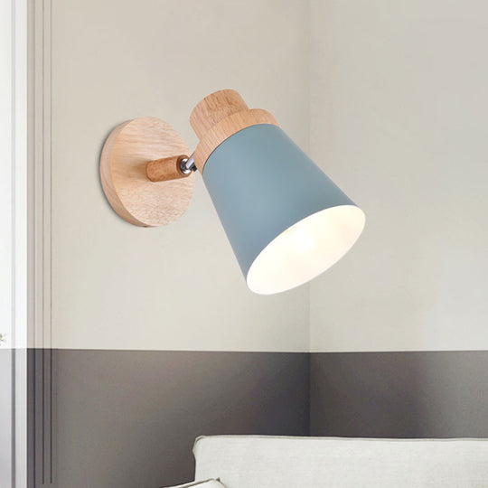 Nordic Style Rotatable Wall Lamp For Baby Room With Coolie Shade And Metal Base
