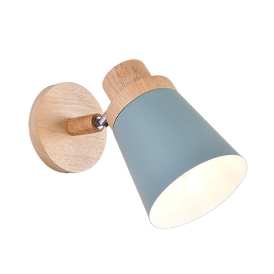 Nordic Style Rotatable Wall Lamp For Baby Room With Coolie Shade And Metal Base