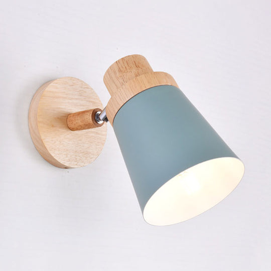 Nordic Style Rotatable Wall Lamp For Baby Room With Coolie Shade And Metal Base