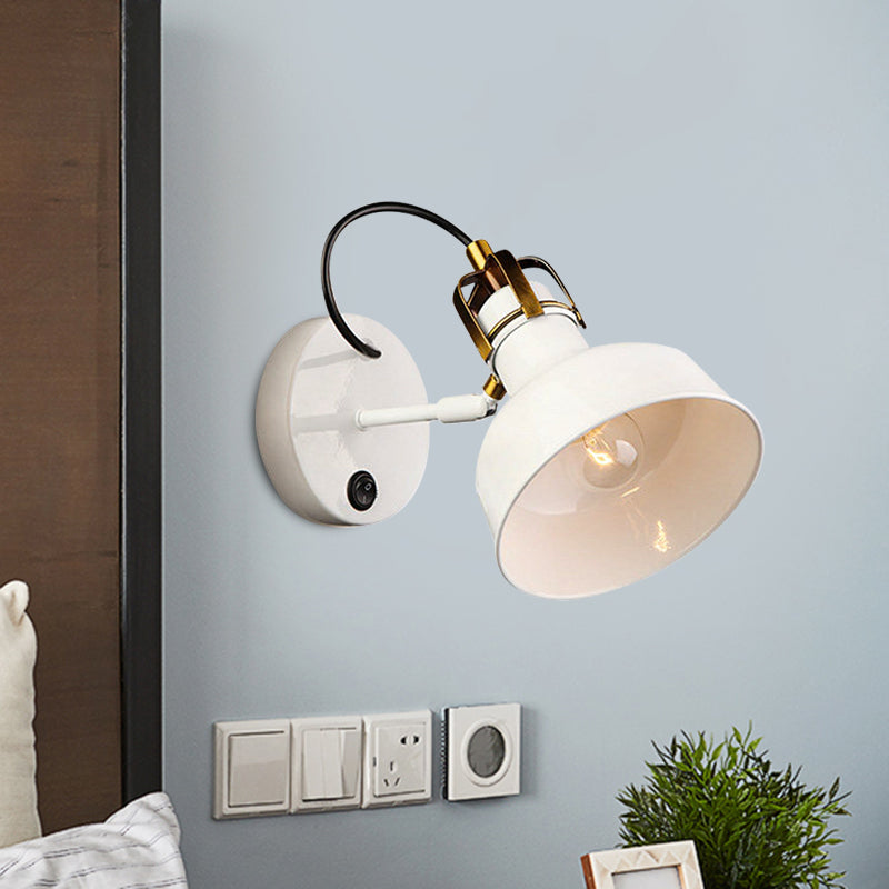 Small Barn Wall Light: Contemporary Metal Sconce In White For Cottage Foyer
