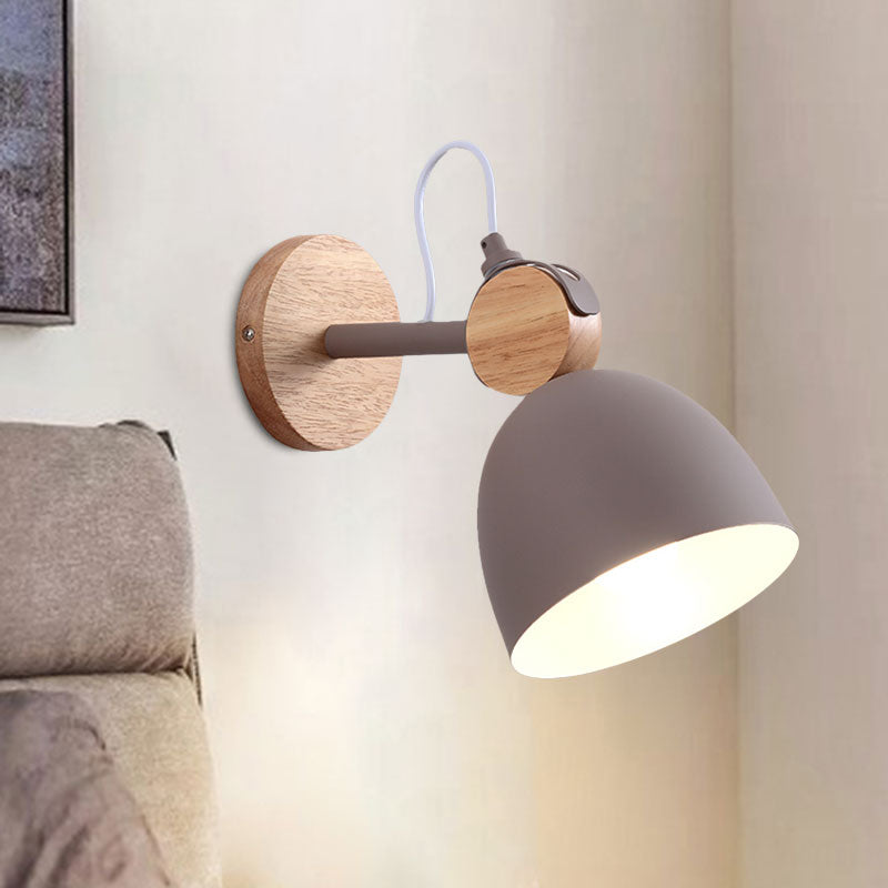 Nordic Wall Lamp With Angle-Adjustable Domed Shade And One Light For Bedroom Coffee
