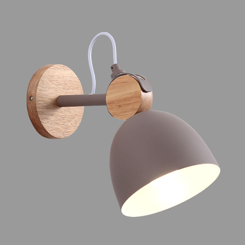 Nordic Wall Lamp With Angle-Adjustable Domed Shade And One Light For Bedroom