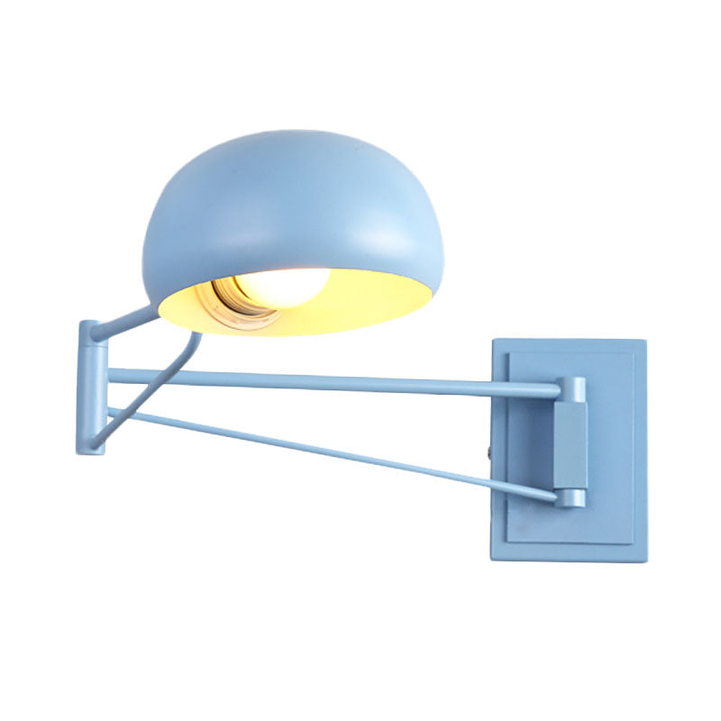 Macaron Loft Wall Sconce: Extendable Metal Lamp For Bedroom With Bowl Shade