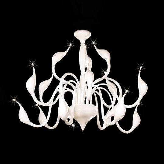 Swan Acrylic Shade White Ceiling Chandelier -12/18 Light Living Room Pendant