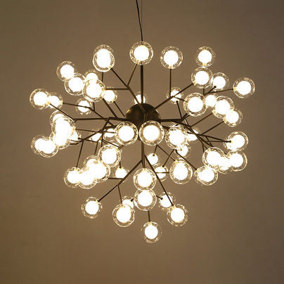 Modern Branching Chandelier With Clear Glass Ball Shades - 9/27 Bulbs Black/White Ceiling Light