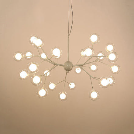 Modern Branching Chandelier With Clear Glass Ball Shades - 9/27 Bulbs Black/White Ceiling Light