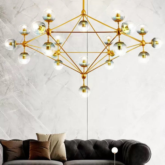 Contemporary Geometric Chandelier - Brass/Gold/Rose Gold 10/15/21 Lights Living Room Pendant
