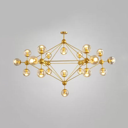 Contemporary Geometric Chandelier - Brass/Gold/Rose Gold 10/15/21 Lights Living Room Pendant 21 /