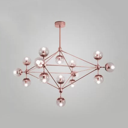 Contemporary Geometric Chandelier - Brass/Gold/Rose Gold 10/15/21 Lights Living Room Pendant