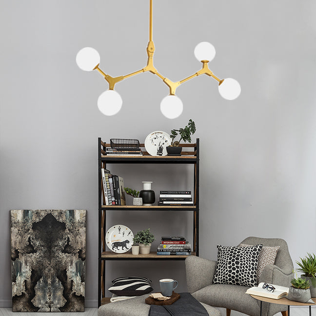 Modern Nordic Style Opal Glass Branch Hanging Lamp With Gold Chandelier Light - 5/6/7 Lights 5 /