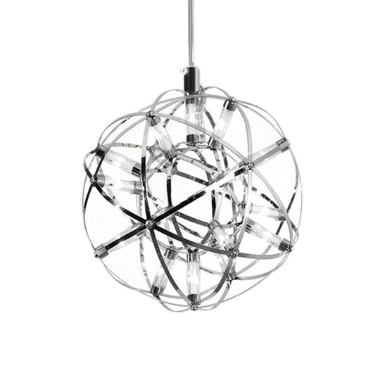 Contemporary Steel Firework Chandelier With Led Chrome Ceiling Lamp - Orbit Shade 8/12 Dia / 8