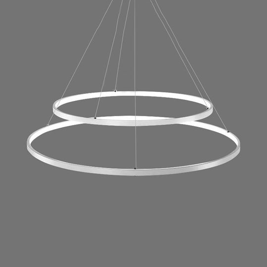 Modern Acrylic Led Ring Chandelier Pendant With 3/4/5 Lights - Black/White/Brown Ceiling Fixture In