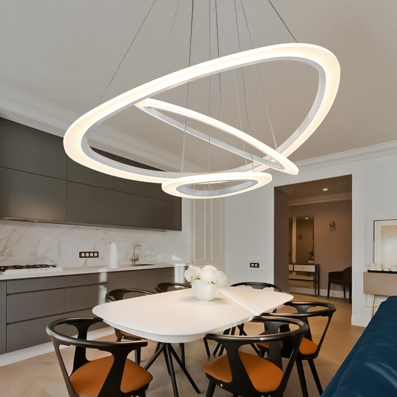 Modern Led Acrylic Triangle Ceiling Pendant Light Fixture - 1/2/3-Heads In Warm/White Lighting