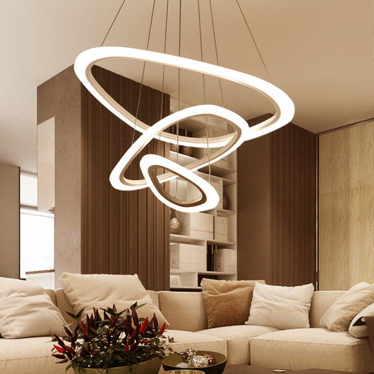 Modern Acrylic Triangle Chandelier - Led Ceiling Pendant Light In Warm/White 1/2/3-Head Fixture