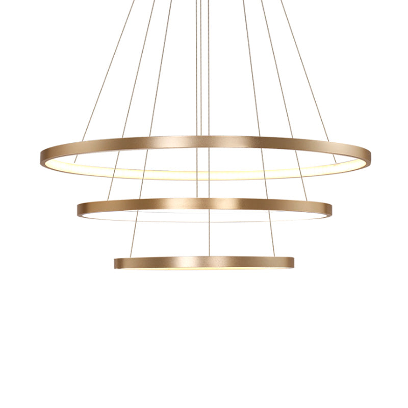 23.5/31.5 Gold Loop Chandelier Pendant With Modern Led Acrylic Ceiling Light In Warm/White