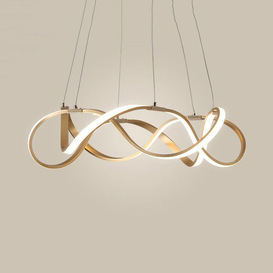 Modern Led Acrylic Ceiling Light: Twisting Chrome/Gold Chandelier Pendant (1/2/3-Light) -