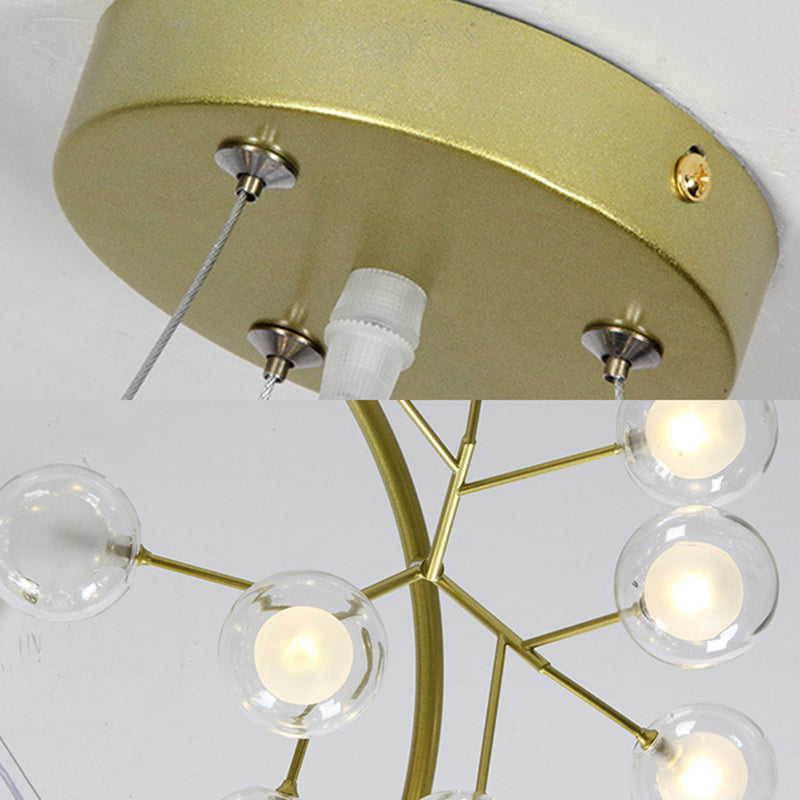 Modern Golden Ring Chandelier - 32/35.5 W Clear Glass Shade 27/36/45-Light Hanging Fixture
