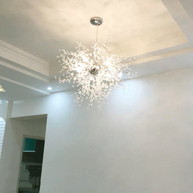 Clear Crystal Firework Shade Chandelier - 8/12 Light Indoor Ceiling Fixture Contemporary Lighting 8