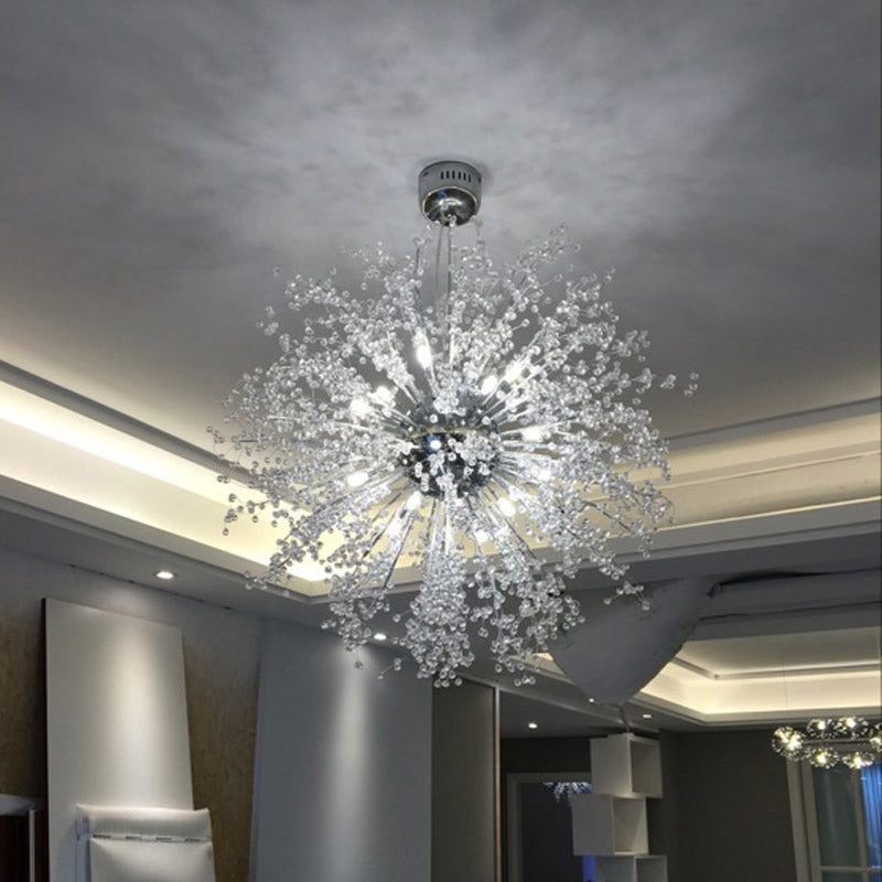 Clear Crystal Firework Shade Chandelier - 8/12 Light Indoor Ceiling Fixture Contemporary Lighting 16