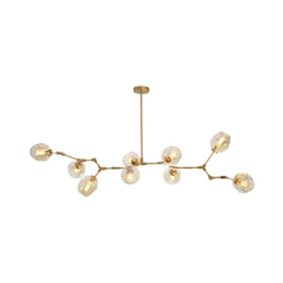 Contemporary Glass Bubble Chandelier: Adjustable Pendant For Dining Room 3/5 Heads Black/Gold Finish