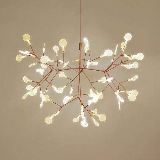 Contemporary Black/Rose Gold Branching Ceiling Fixture With Acrylic Chandelier (30/45 Lights)