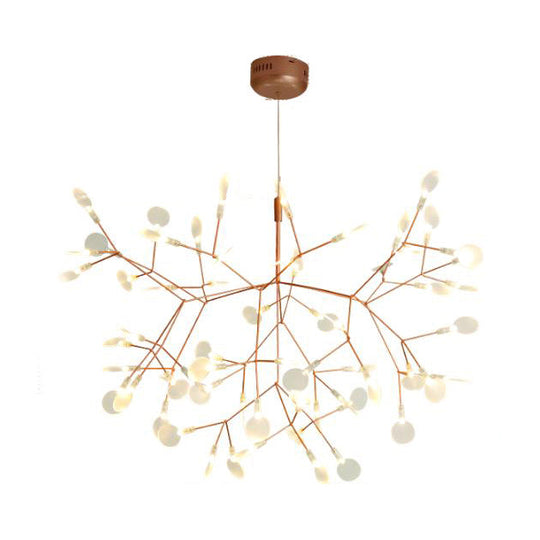 Contemporary Black/Rose Gold Branching Ceiling Fixture With Acrylic Chandelier (30/45 Lights) 63 /