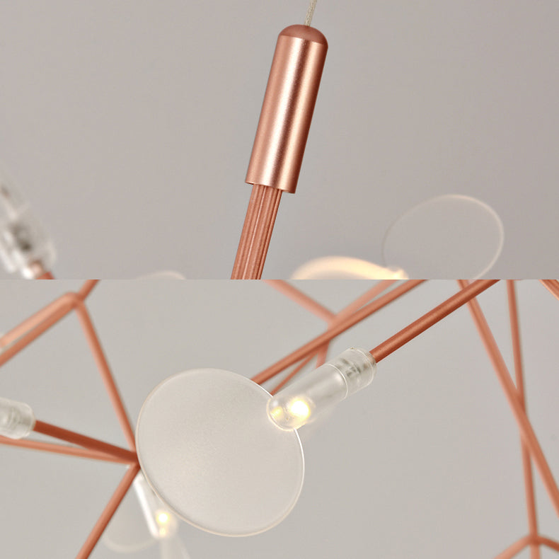 Contemporary Black/Rose Gold Branching Ceiling Fixture With Acrylic Chandelier (30/45 Lights)