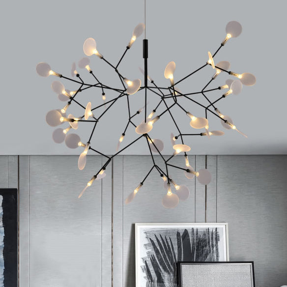 Contemporary Black/Rose Gold Branching Ceiling Fixture With Acrylic Chandelier (30/45 Lights) 63 /