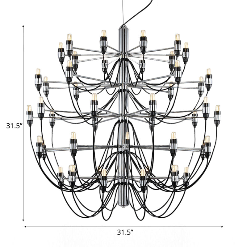 Modernist Metallic 18/30-Light Layered Chandelier: Stylish Dining Room Ceiling Lamp In Chrome