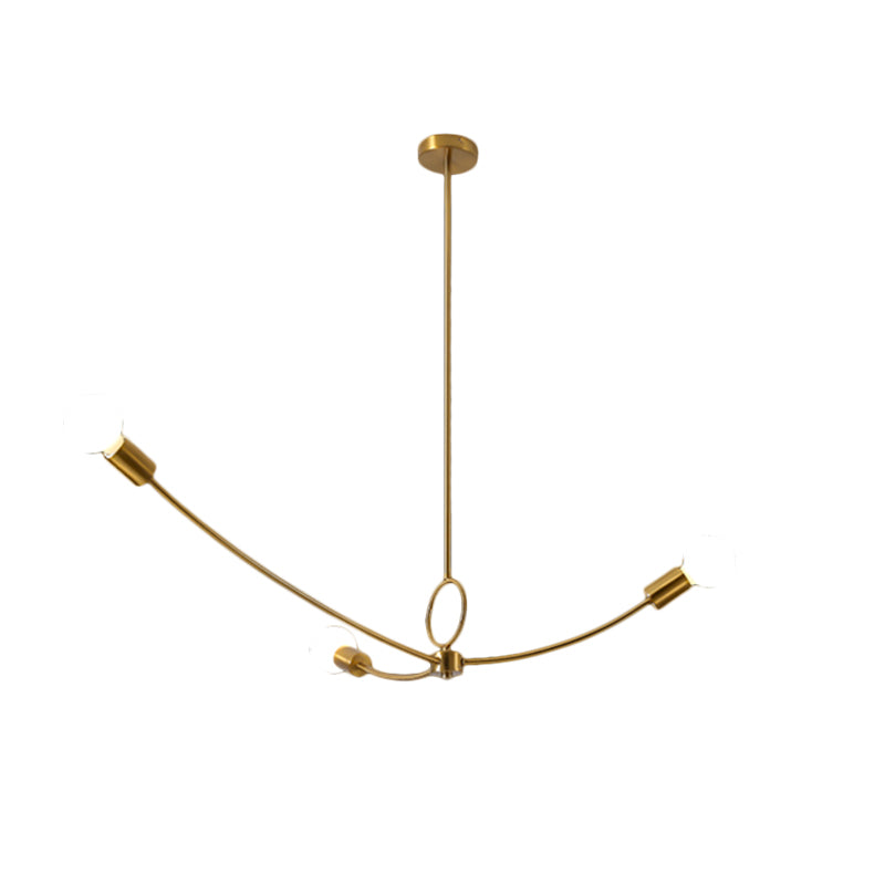 Metallic Minimalist Chandelier With 3 Bulbs In Black/Gold For Dining Rooms