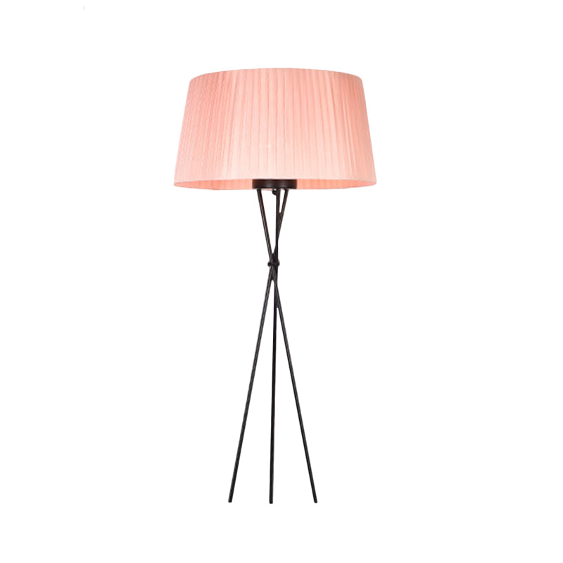 Modern Style Drum Shade Floor Lamp With Tripod Base - 1 Bulb Pink/Black/Red