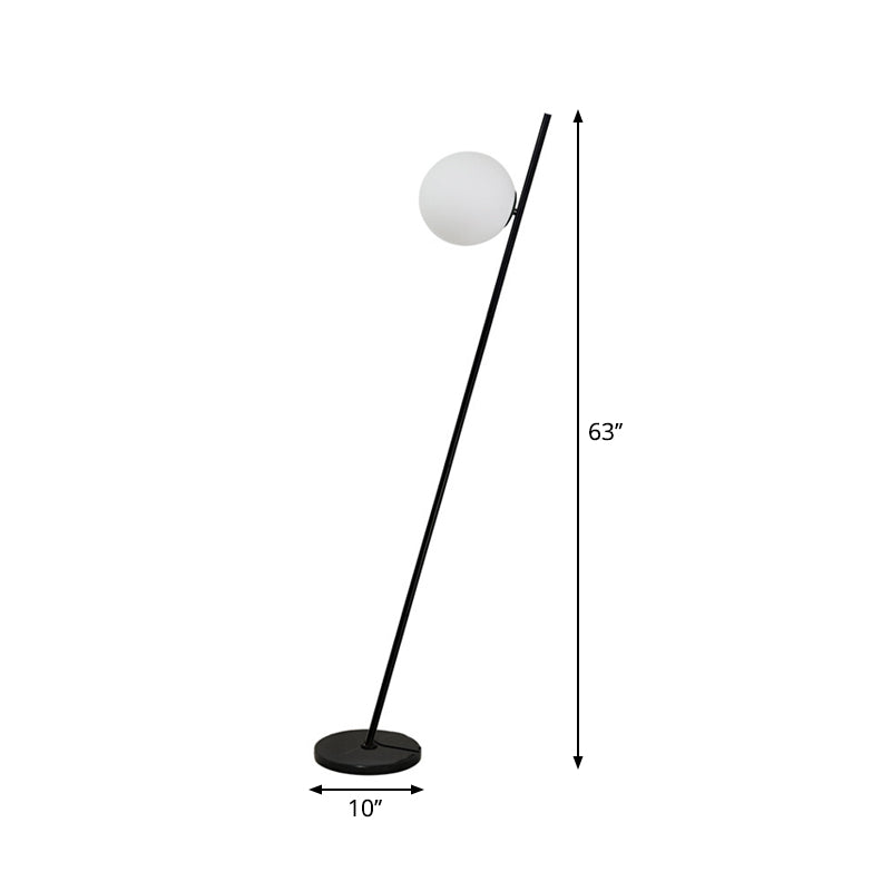 Minimalist Black Linear Floor Lamp With Opal White Glass Shade - Perfect For Bedroom Or Living Room