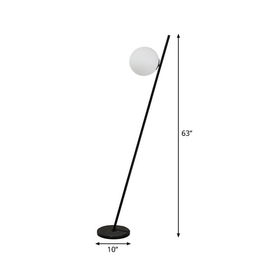 Minimalist Black Linear Floor Lamp With Opal White Glass Shade - Perfect For Bedroom Or Living Room