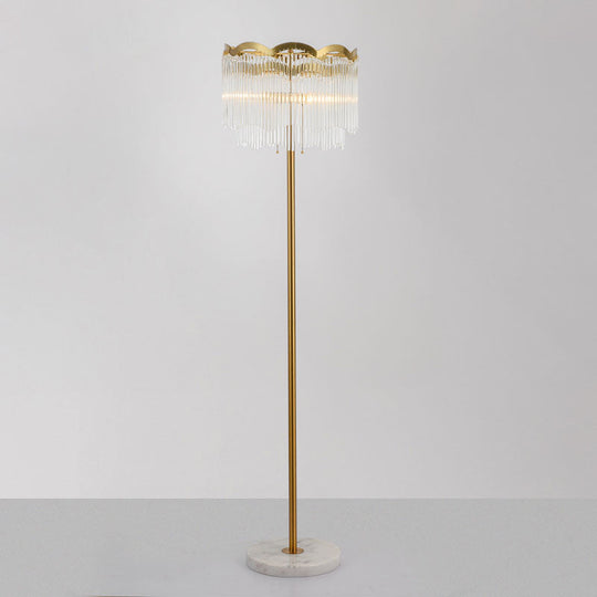 Modern Glass Bar Gold Floor Lamp With 3 Waved Round Lights
