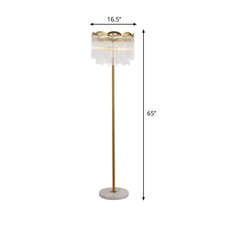 Modern Glass Bar Gold Floor Lamp With 3 Waved Round Lights