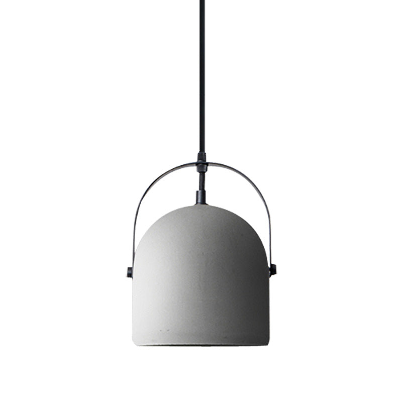 Industrial Gray Dome Pendant Light - Head Cement Ceiling Suspension for Dining Room