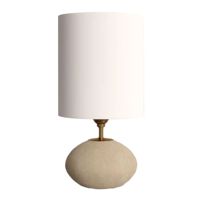 Countryside Fabric Table Lamp With Stone Base - 1 Bulb Light-Khaki For Living Room Nightstand