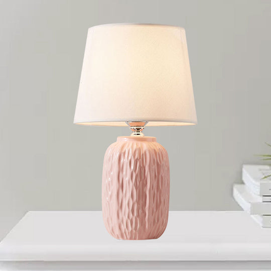 Modern Hammered Ceramic Night Lamp In Pink/Blue/Yellow With Tapered Lampshade

Note: Its Important