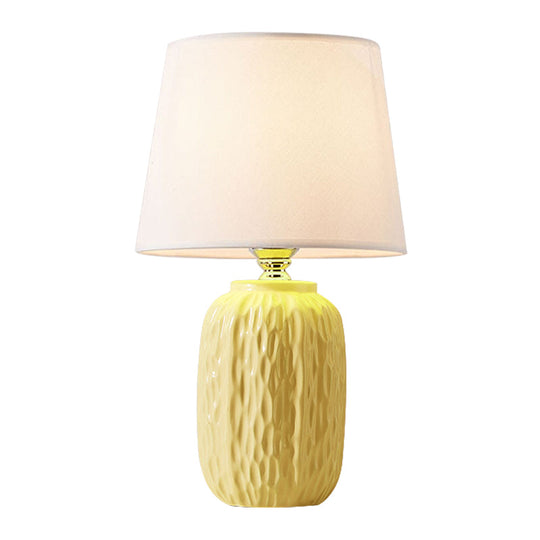 Modern Hammered Ceramic Night Lamp In Pink/Blue/Yellow With Tapered Lampshade

Note: Its Important