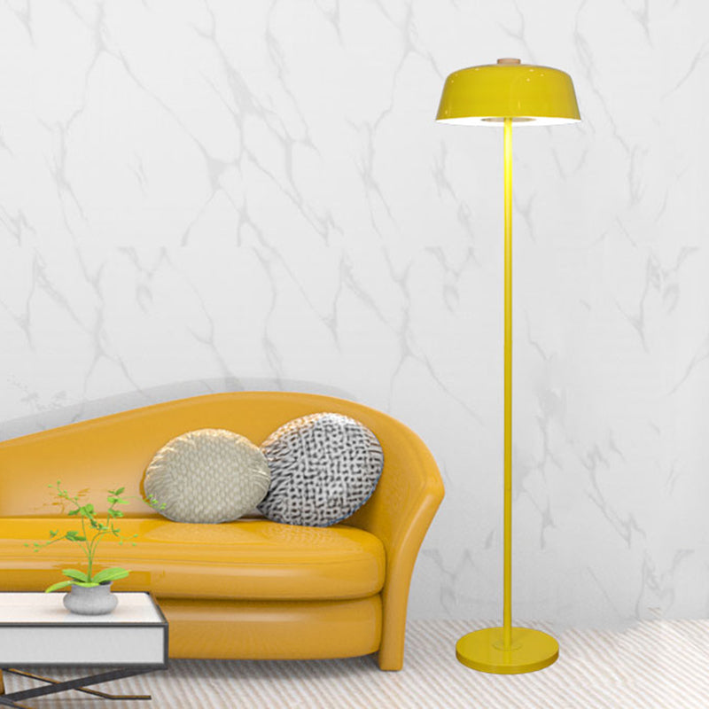 Nordic Style Floor Lamp - Barn Shade Single Light Metallic Pink/Yellow Finish Yellow