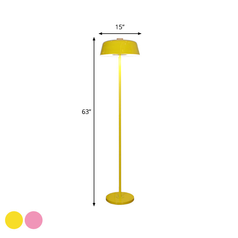 Nordic Style Floor Lamp - Barn Shade Single Light Metallic Pink/Yellow Finish